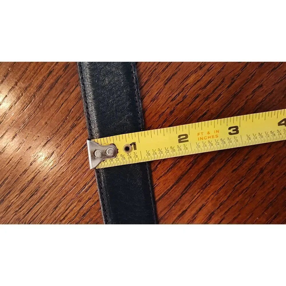 Lejon Vintage Belt Glove Leather Navy Blue Size 32 #7294 Gold tone hardware